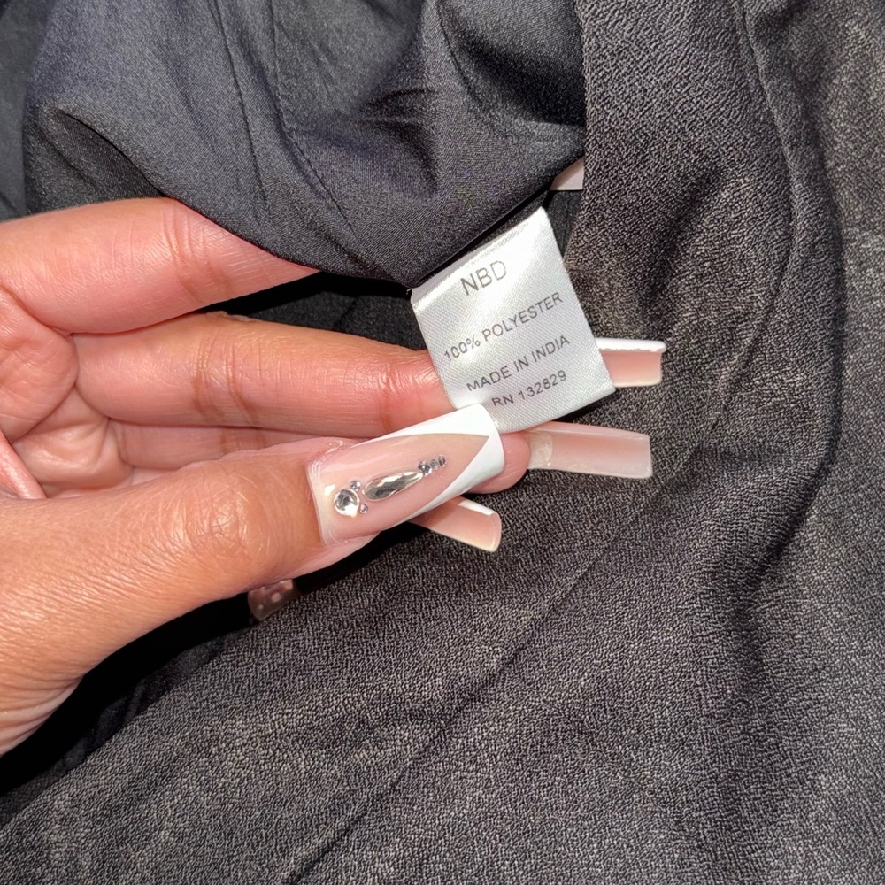 NBD Black Scalloped Pearl Trim High Waist Mini Shorts - Picture 10 of 14